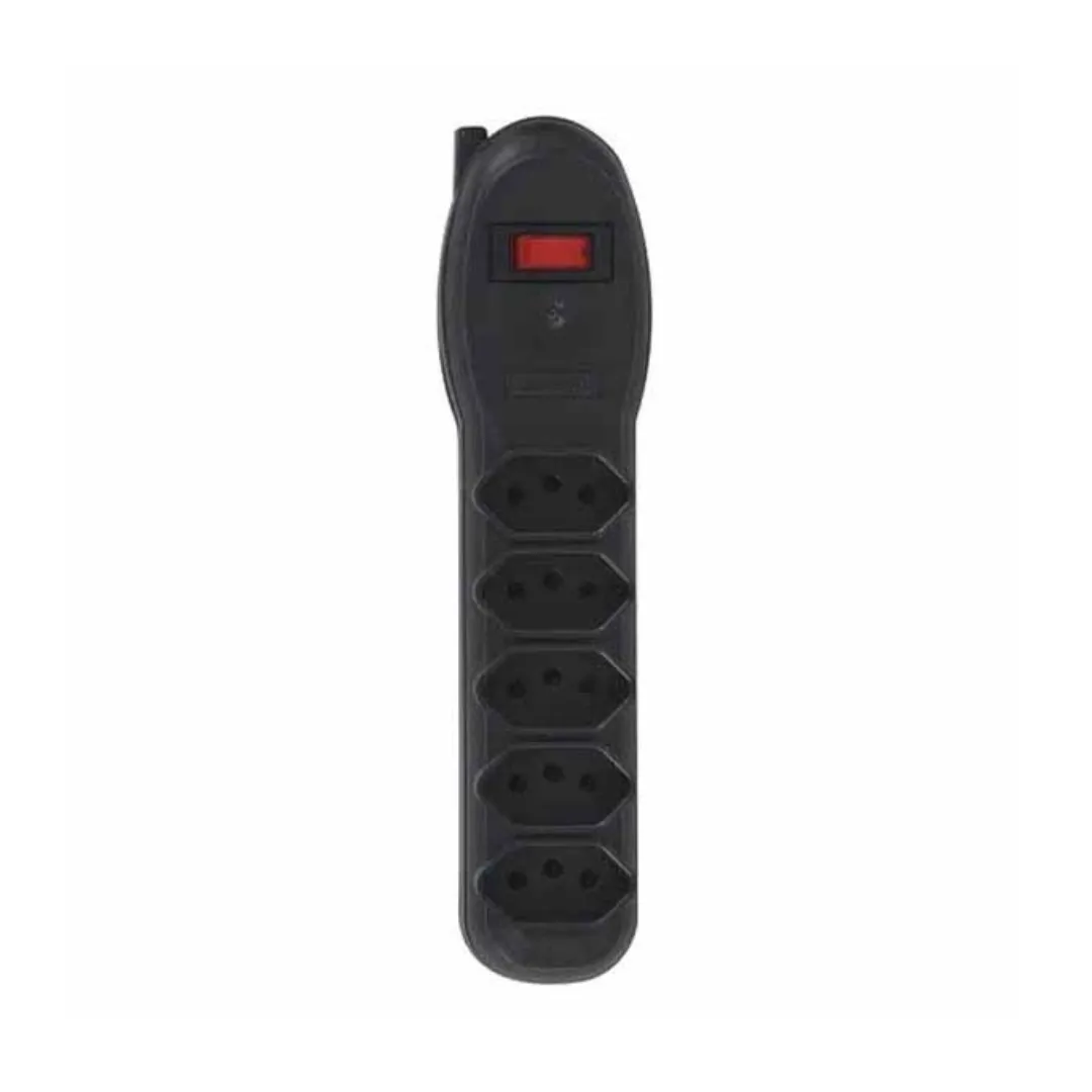 Imagem do produto FILTRO LINHA 5 TOMADAS 2P+T BIVOLT 0,8M PRETO FORCE LINE