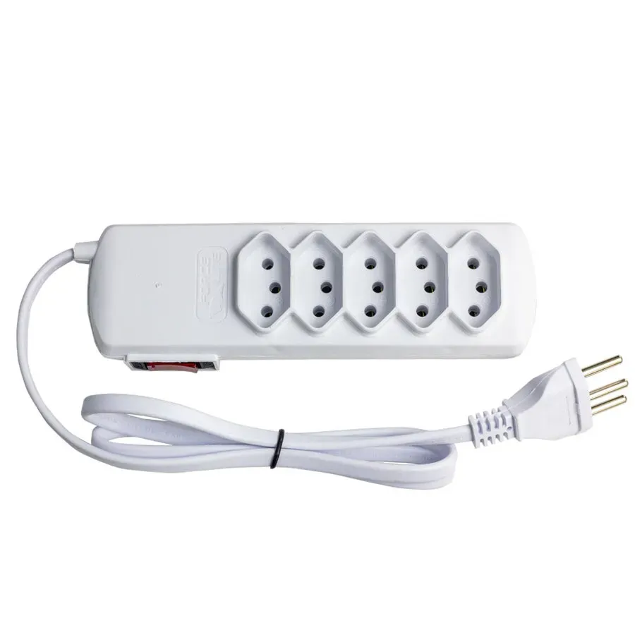 Imagem do produto FILTRO LINHA 5 TOMADAS 2P+T BIVOLT 0,8M BRANCO FORCE LINE