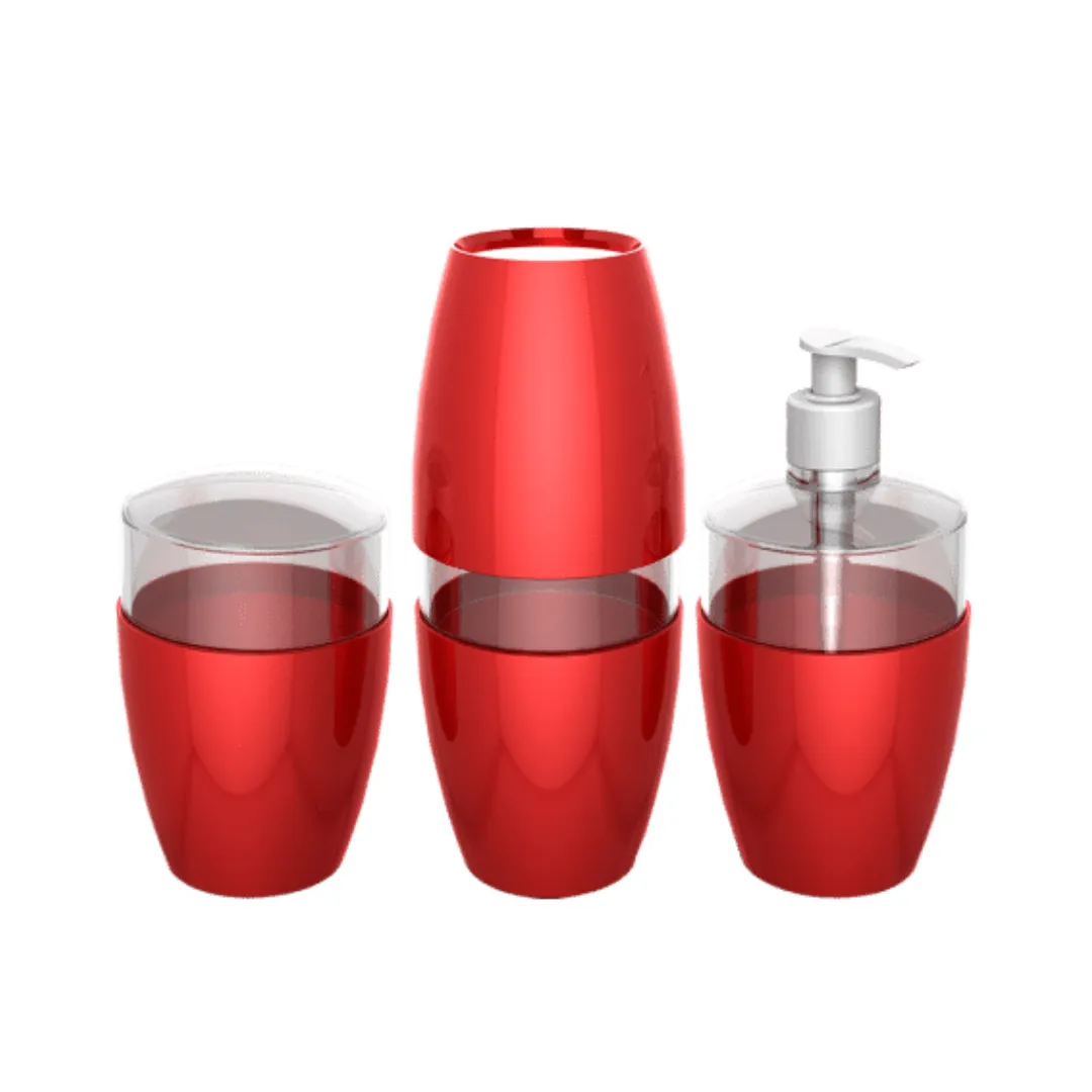 Imagem do produto KIT ACESSORIOS BANHEIRO VERMELHO DURIN C/03 PCS (OFERTA)